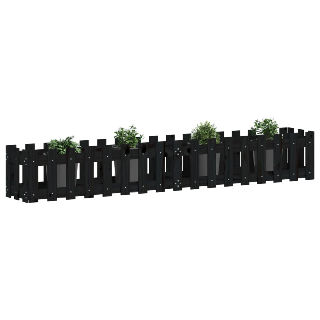 Vidaxx jardinière clôture surélevée design 200x30x30 cm bois de pin noir