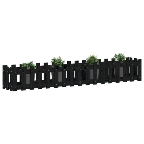 Vidaxx jardinière clôture surélevée design 200x30x30 cm bois de pin noir