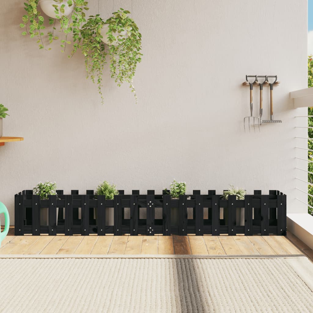 Vidaxx jardinière clôture surélevée design 200x30x30 cm bois de pin noir