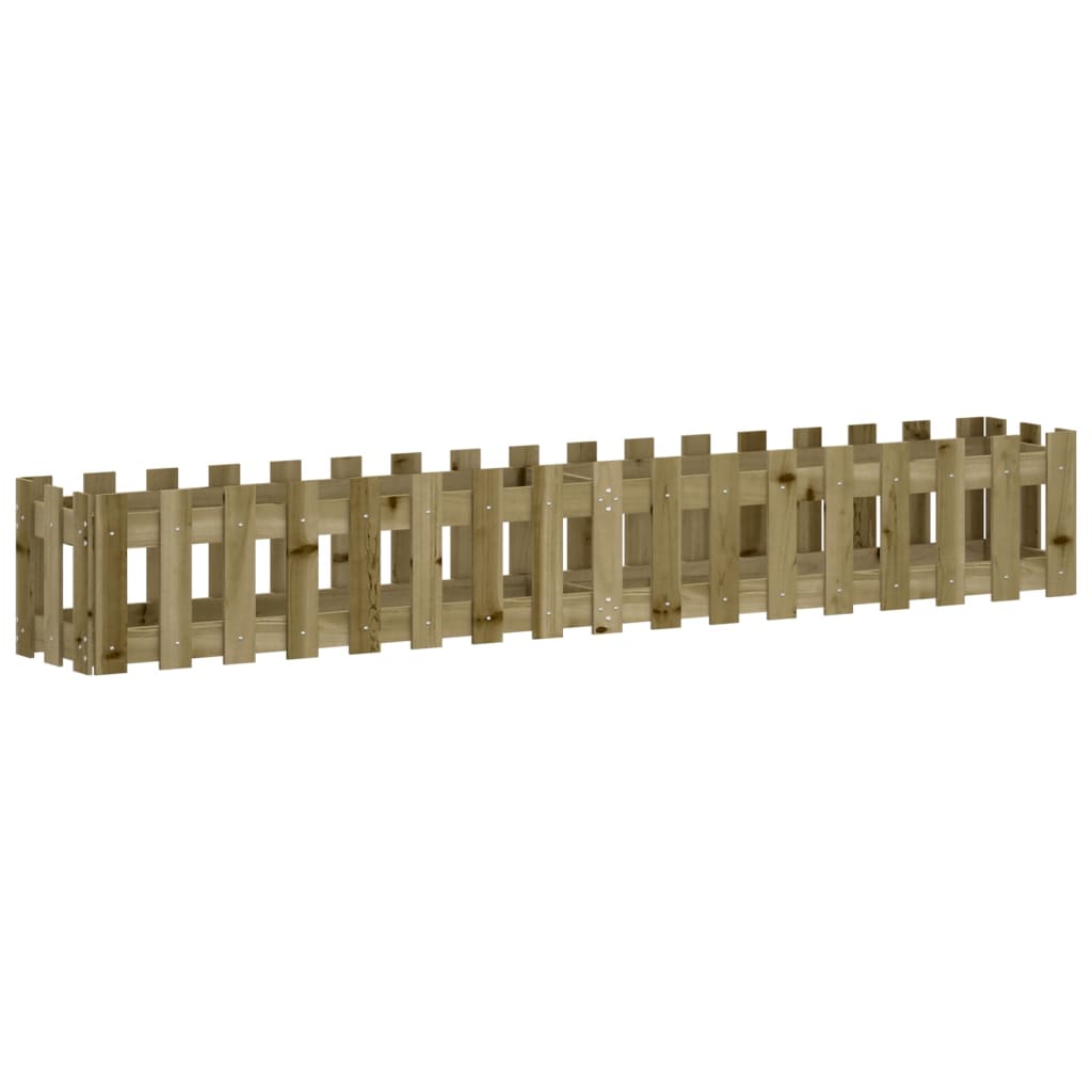 Vidaxxl jardinière surélevée design clôture 200x30x30 cm bois imprégné