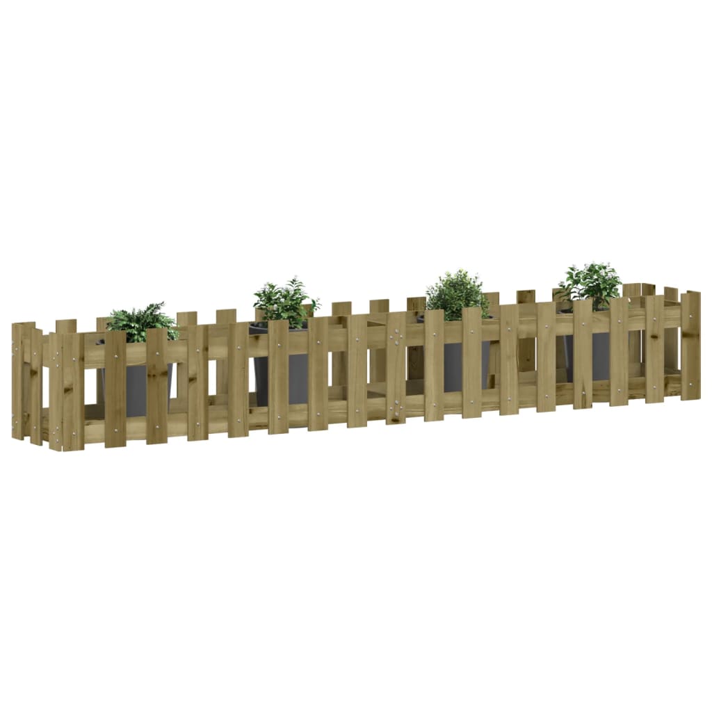 Vidaxxl jardinière surélevée design clôture 200x30x30 cm bois imprégné
