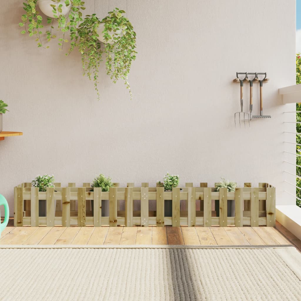 Vidaxxl jardinière surélevée design clôture 200x30x30 cm bois imprégné