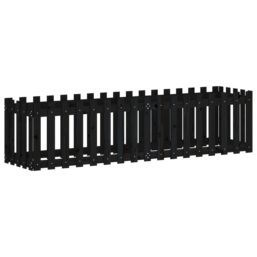 Vidaxx jardinière clôture surélevée design 200x50x50 cm bois de pin noir