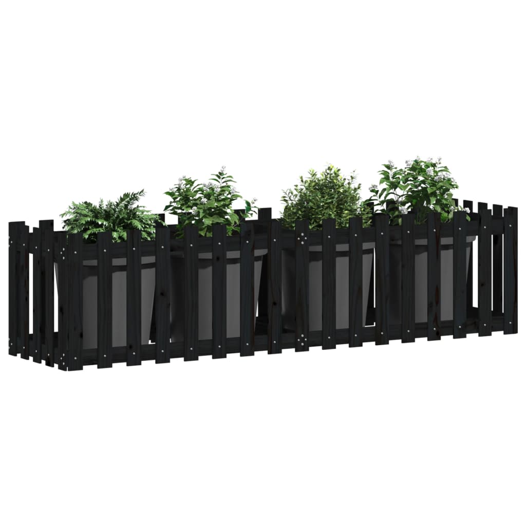 Vidaxx jardinière clôture surélevée design 200x50x50 cm bois de pin noir