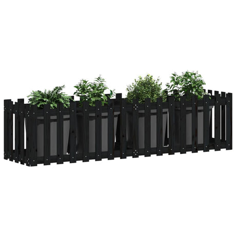 Vidaxx jardinière clôture surélevée design 200x50x50 cm bois de pin noir