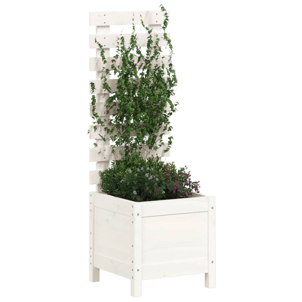 Planteur vidaxl avec rack 39x39.5x114 cm en pin massif blanc