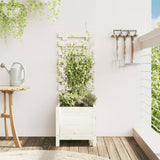 Vidaxx jardinière avec support 39x39,5x114 cm bois de pin massif blanc