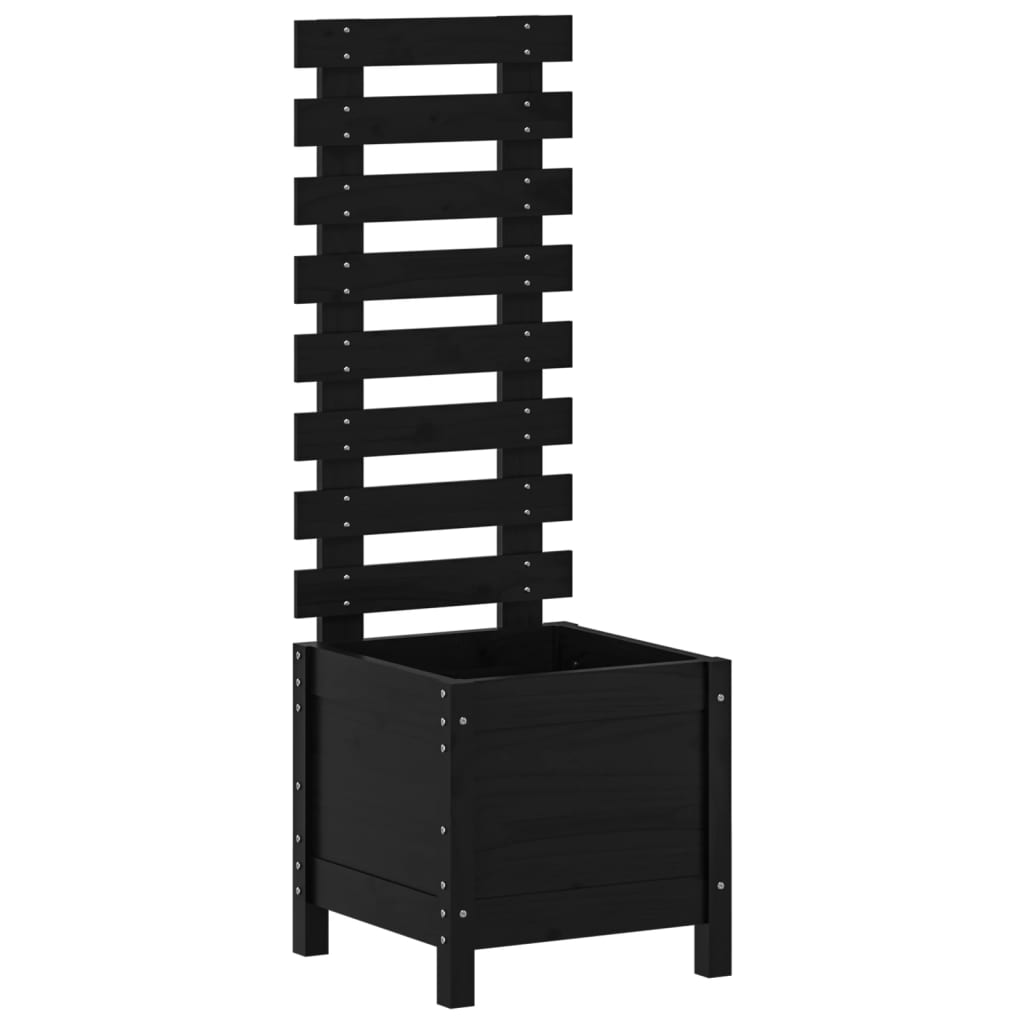 Vidaxx jardinière avec support 39x39,5x114 cm bois de pin massif noir
