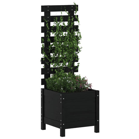 Vidaxx jardinière avec support 39x39,5x114 cm bois de pin massif noir