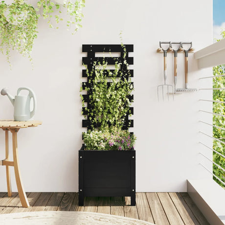 Vidaxx jardinière avec support 39x39,5x114 cm bois de pin massif noir