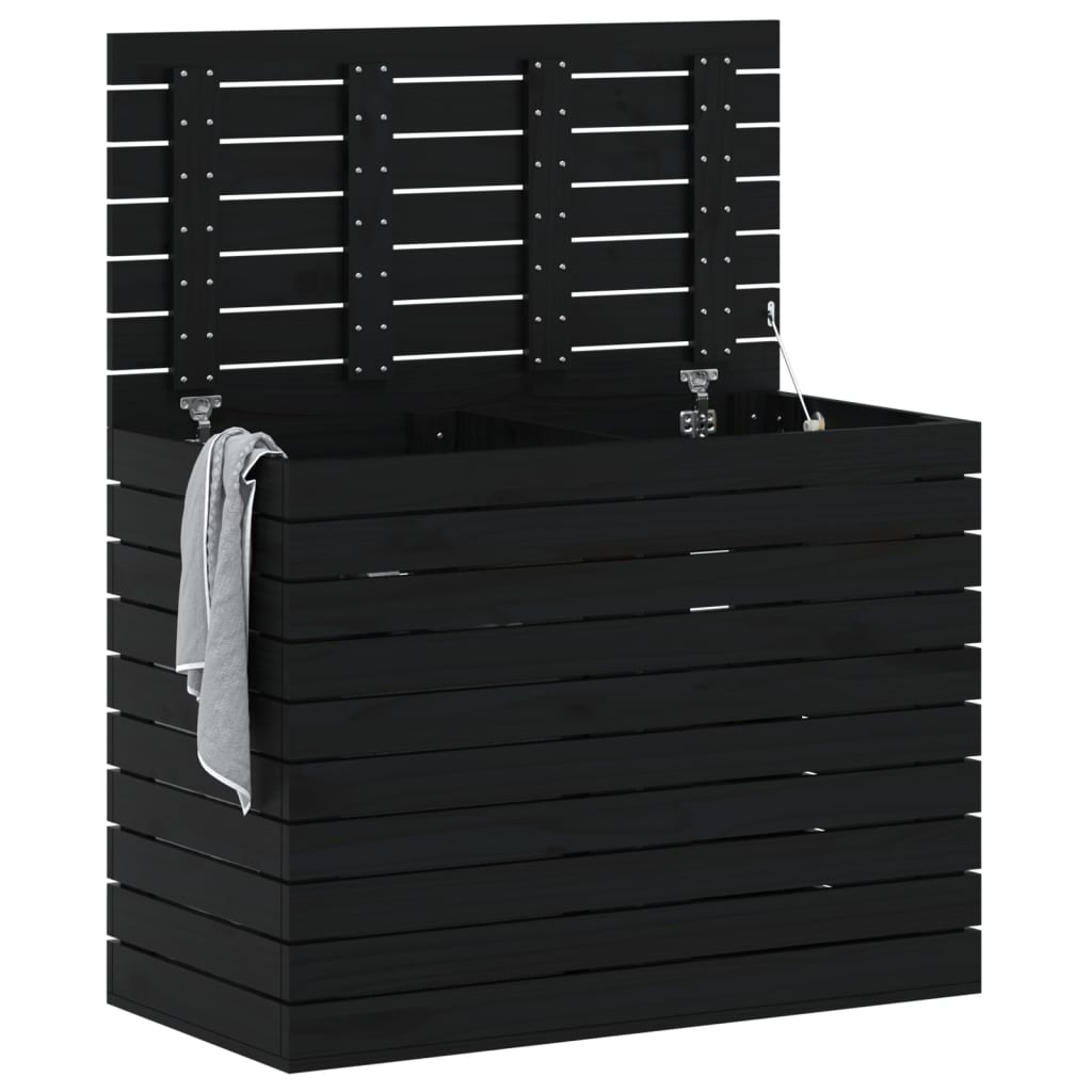 Vidaxx panier à linge 88,5x44x66 cm bois de pin massif noir