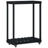 Vidaxx porte-bûches avec roulettes 76,5x40x108 cm bois de pin noir