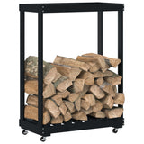 Vidaxx porte-bûches avec roulettes 76,5x40x108 cm bois de pin noir
