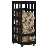 Vidaxx porte-bûches à roulettes 40x49x110 cm bois de pin massif noir