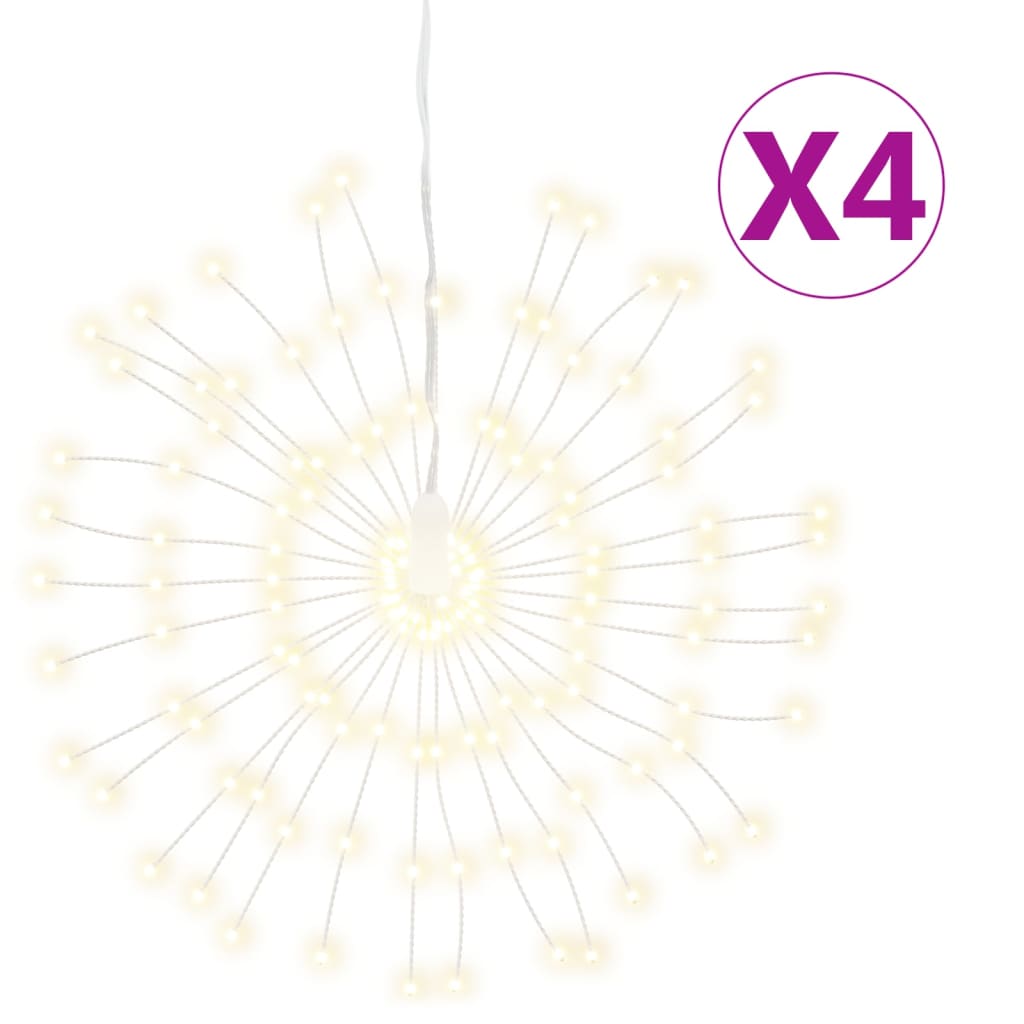 Vidaxl Weihnachtsbeleuchtung Feuerwerk 4 St 140 warme weiße LEDs 17 cm