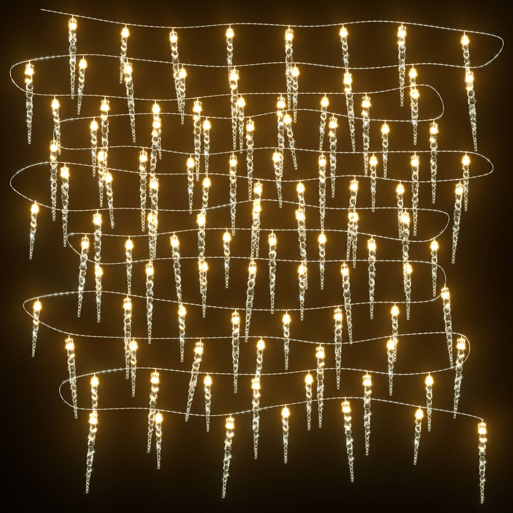 Vidaxl Christmas Lighting Cone avec 100 LEDS 10 m acrylique PVC blanc chaud