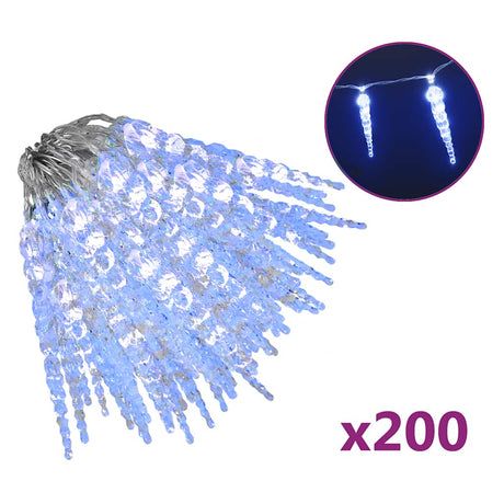 VidaXL Lumières de Noël glaçons 200 LED bleues 20 m PVC acrylique