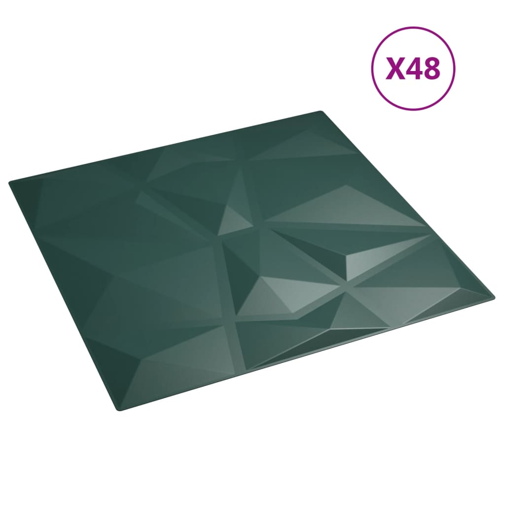 Vidaxl 48 ST Panele ścienne Diamond 12 m² 50x50 cm xps zielony