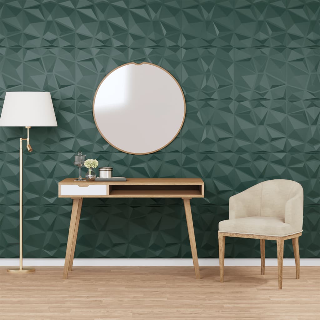 Vidaxx 48 pcs panneaux muraux diamant 12 m² 50x50 cm xps vert