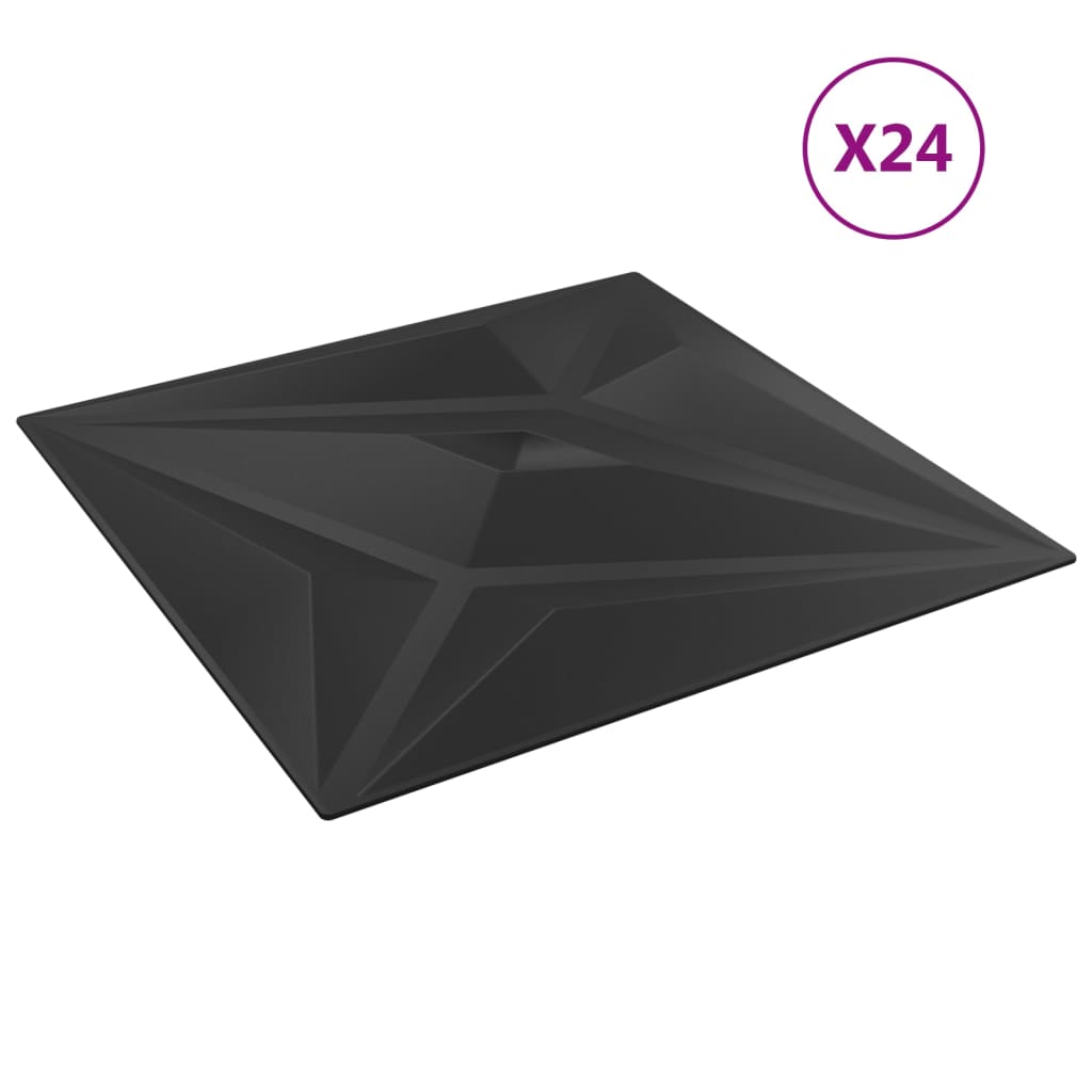 Vidaxl 24 ST stenskih plošč STAR 6 m² 50x50 cm xps črna