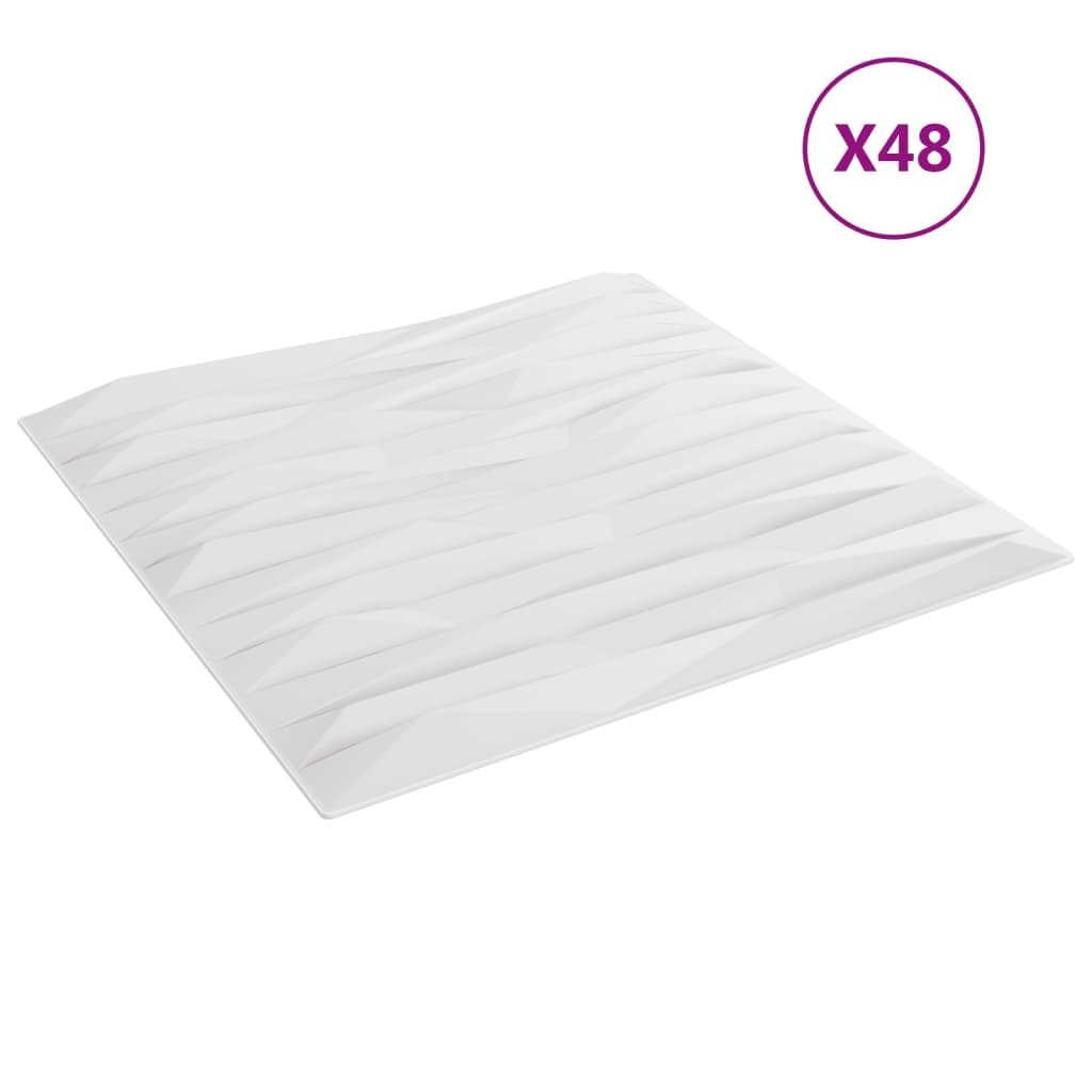 Vidaxl 48 ST Panele ścienne Kamień 12 m² 50x50 cm xps biały