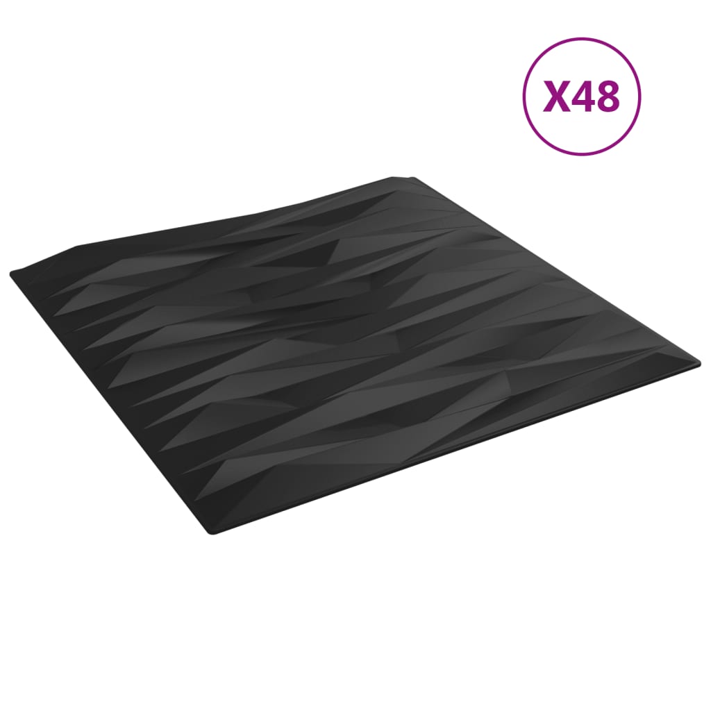 Vidaxl 48 ST Panele ścienne Kamień 12 m² 50x50 cm xps czarny