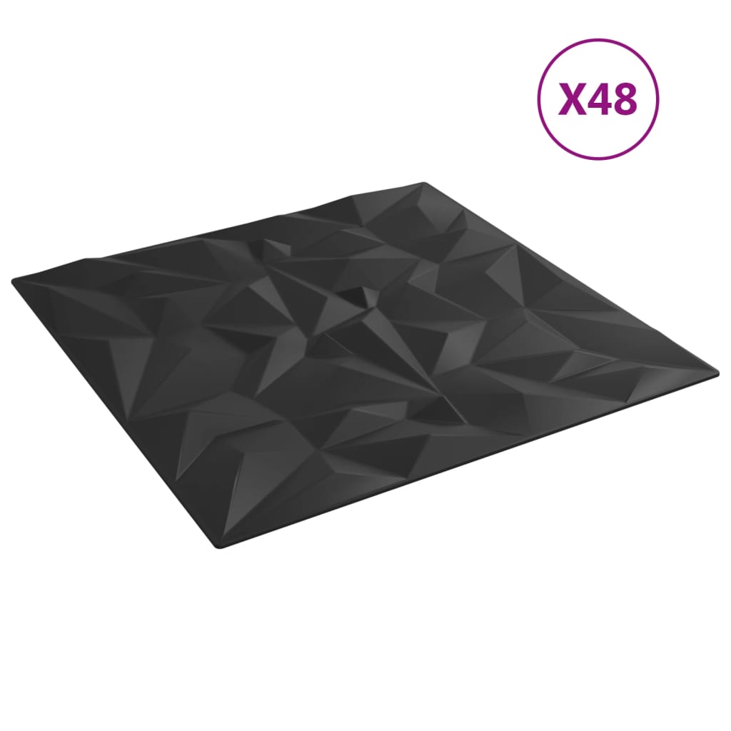 Vidaxx 48 pcs panneaux muraux améthyste 12 m² 50x50 cm xps noir
