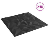 Vidaxl 48 st vægpaneler ametist 12 m² 50x50 cm XPS sort