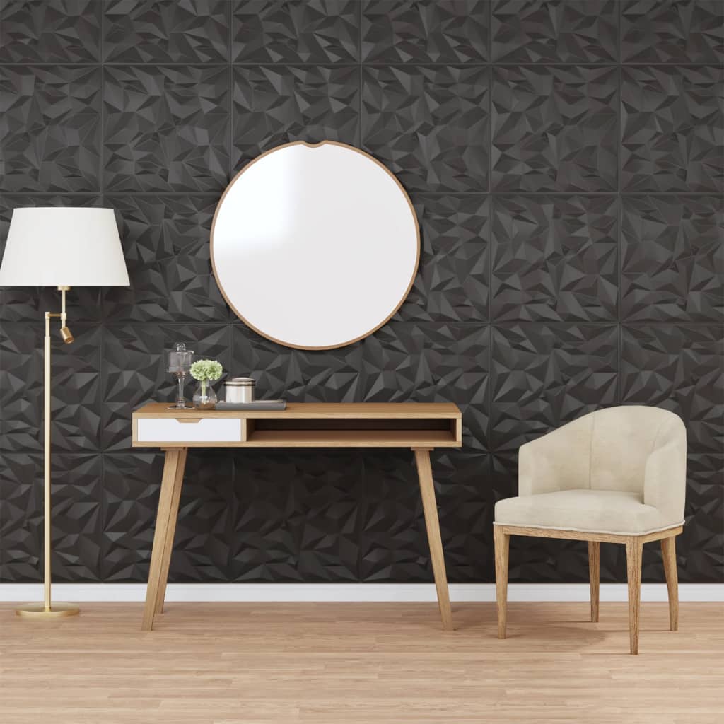 Vidaxx 48 pcs panneaux muraux améthyste 12 m² 50x50 cm xps noir