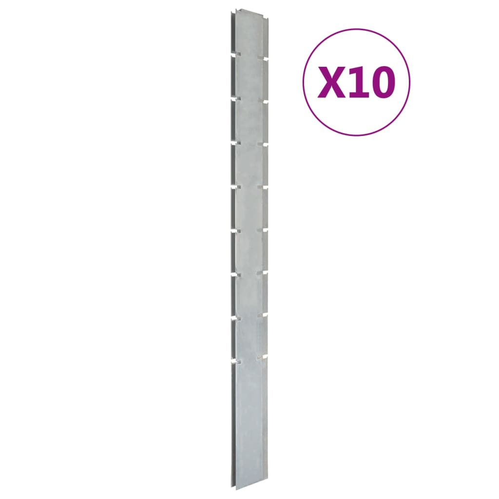 Vidaxl Fence Posts 10 ks 220 cm galvanizované ocelové stříbrné barvy