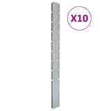 Vidaxl -Zaunpfosten 10 PCs 220 cm verzinkter Stahl Silber gefärbt