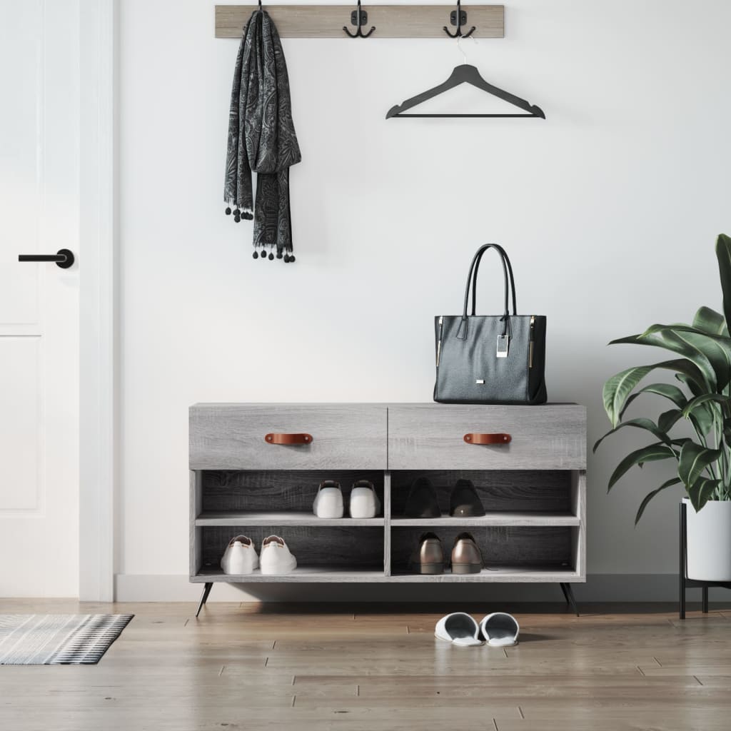 Vidaxx banc à chaussures 102x35x55 cm bois d'ingénierie gris couleur chêne sonoma