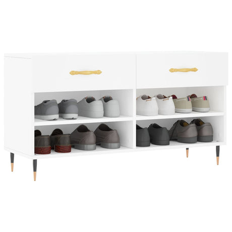 Vidaxx banc à chaussures 102x35x55 cm bois d'ingénierie blanc