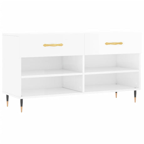 Vidaxx banc à chaussures 102x35x55 cm bois fini blanc brillant