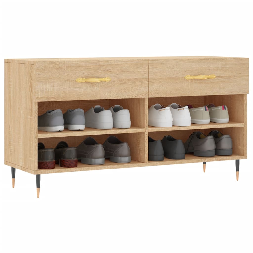 VidaXL banc à chaussures 102x35x55 cm bois d'ingénierie couleur chêne sonoma
