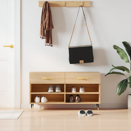VidaXL banc à chaussures 102x35x55 cm bois d'ingénierie couleur chêne sonoma