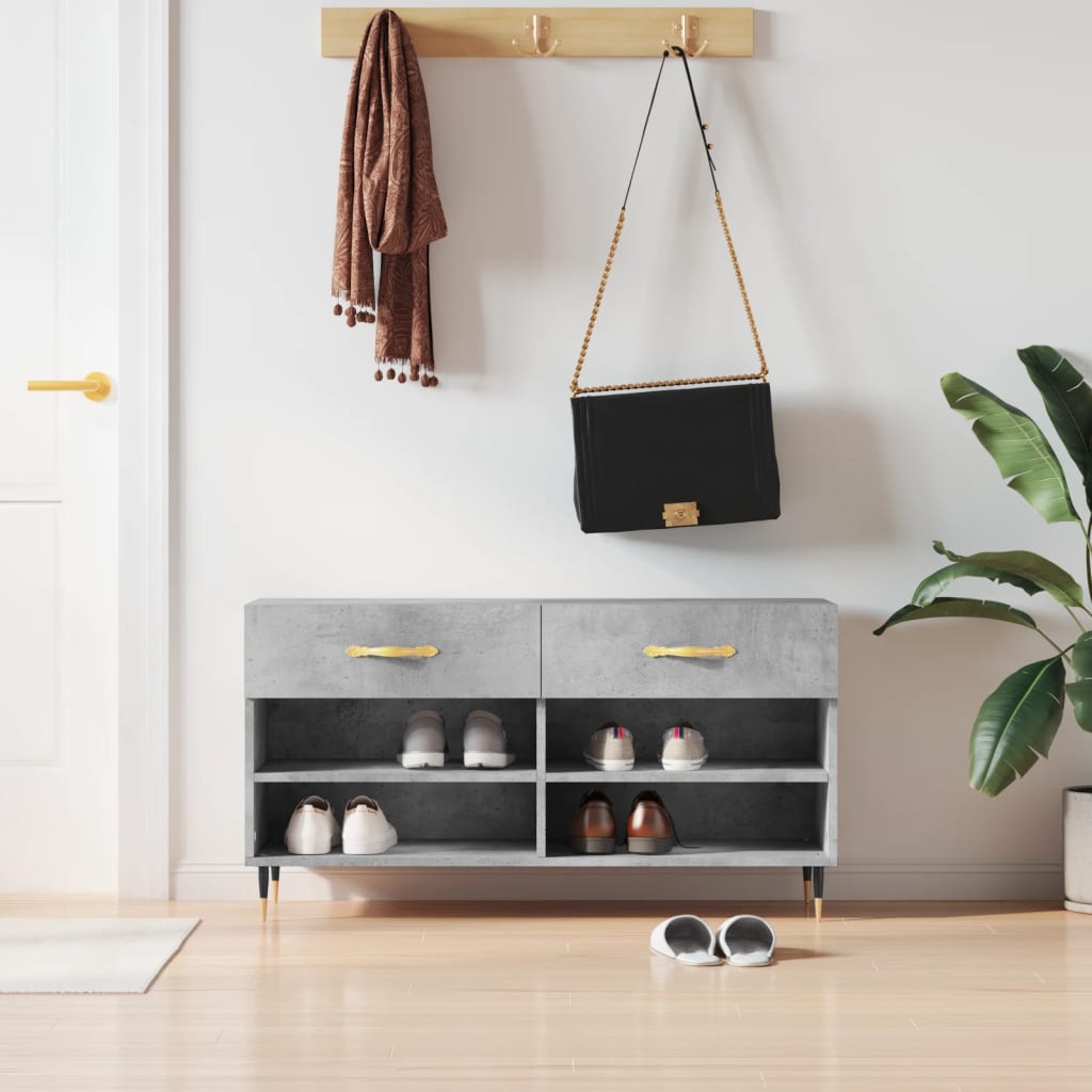 Vidaxx banc à chaussures 102x35x55 cm bois d'ingénierie béton gris
