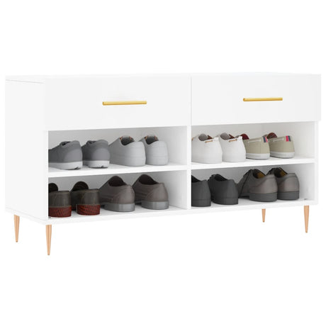 Canapé de chaussure vidaxl 102x35x55 cm en bois transformé blanc