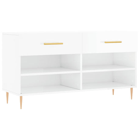 Vidaxx banc à chaussures 102x35x55 cm bois fini blanc brillant