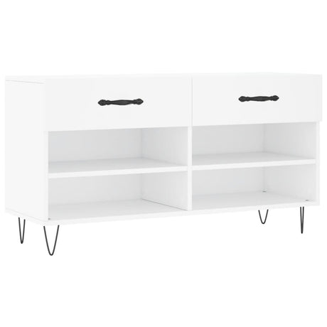 Canapé de chaussure vidaxl 102x35x55 cm en bois transformé blanc
