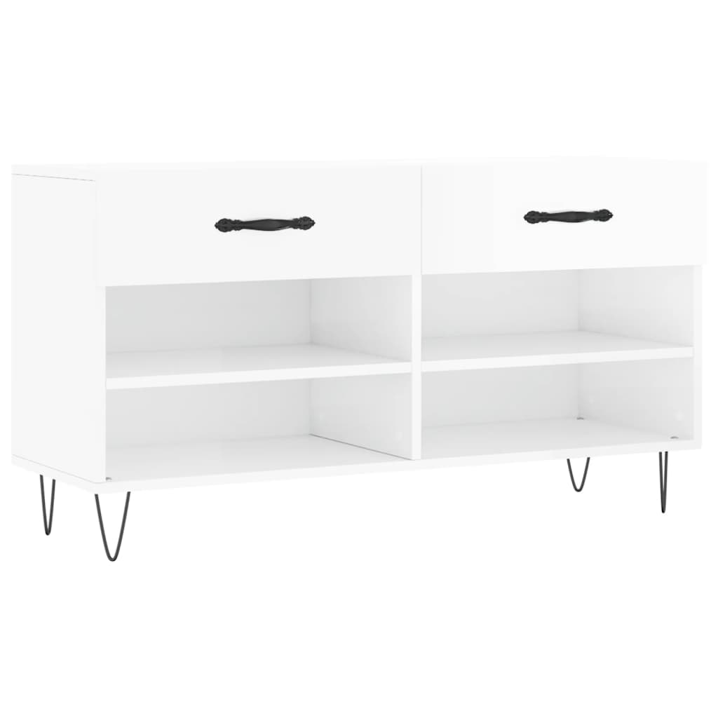 Vidaxx banc à chaussures 102x35x55 cm bois fini blanc brillant