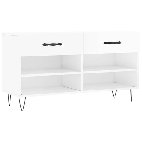 Vidaxx banc à chaussures 102x35x55 cm bois fini blanc brillant