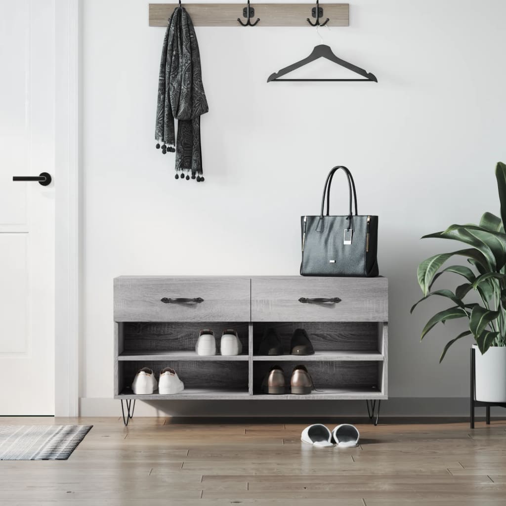 Vidaxx banc à chaussures 102x35x55 cm bois d'ingénierie gris couleur chêne sonoma