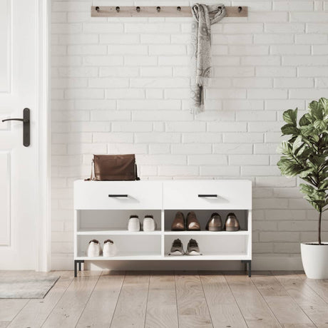 Vidaxx banc à chaussures 102x35x55 cm bois d'ingénierie blanc