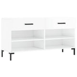 Canapé à chaussures vidaxl 102x35x55 cm bois transformé en bois haut brillant blanc