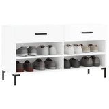 Canapé à chaussures vidaxl 102x35x55 cm bois transformé en bois haut brillant blanc