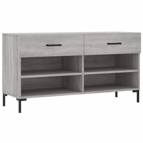Canapé à chaussures Vidaxl 102x35x55 cm en bois de bois de bois de chêne Gris sonoma