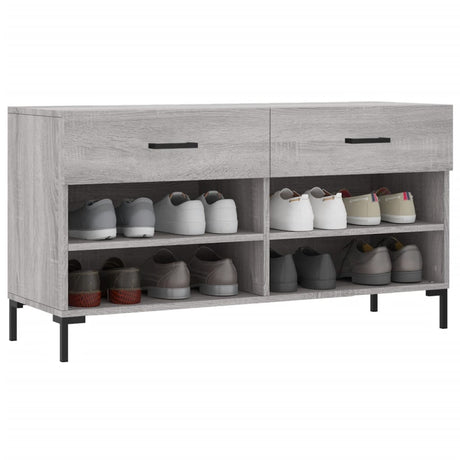 Canapé à chaussures Vidaxl 102x35x55 cm en bois de bois de bois de chêne Gris sonoma