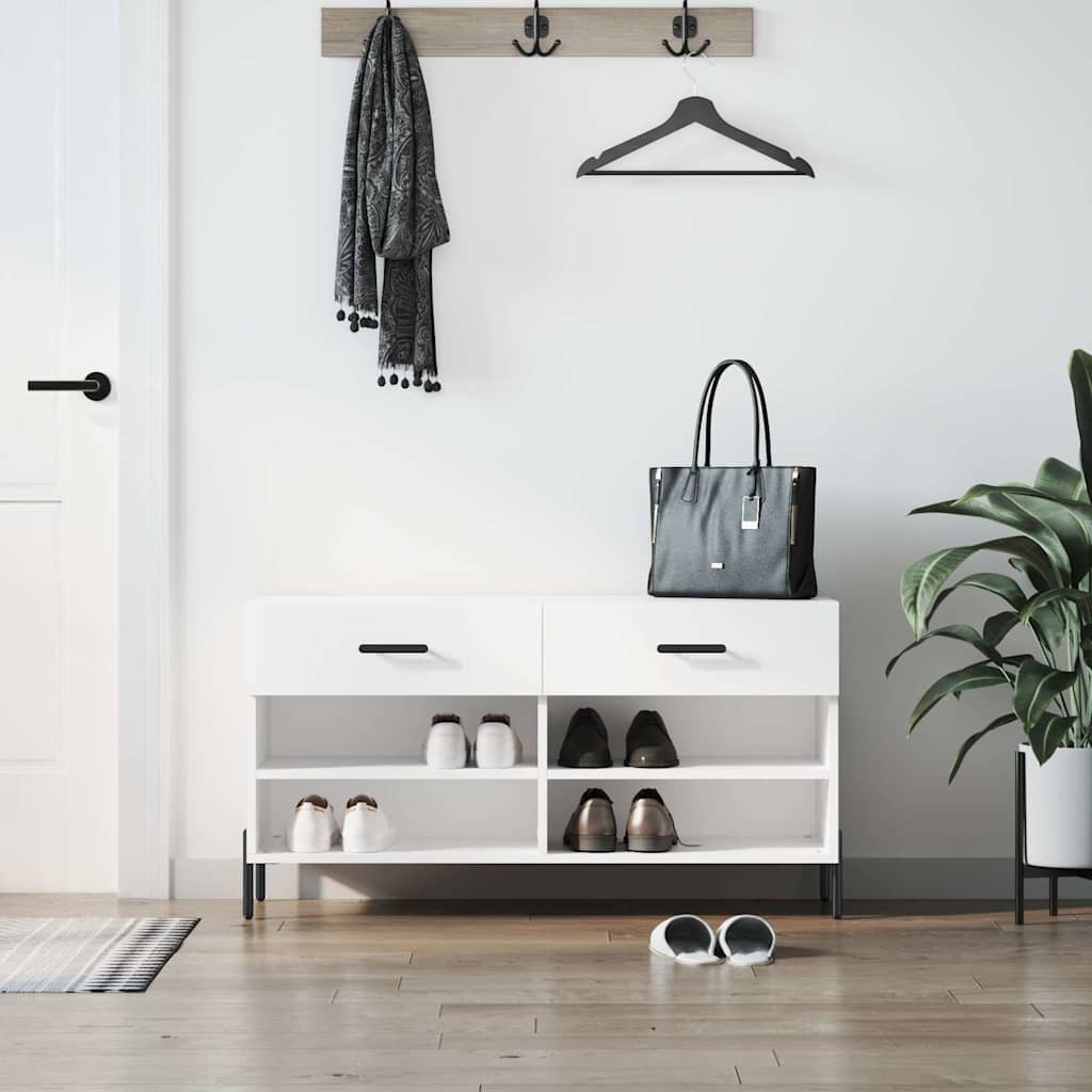 Vidaxx banc à chaussures 102x35x55 cm bois d'ingénierie blanc