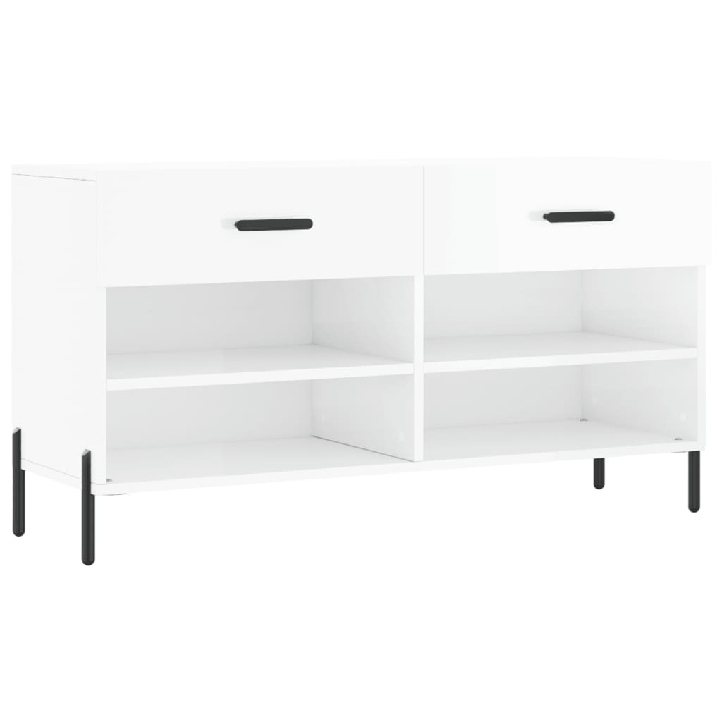 Vidaxx banc à chaussures 102x35x55 cm bois fini blanc brillant